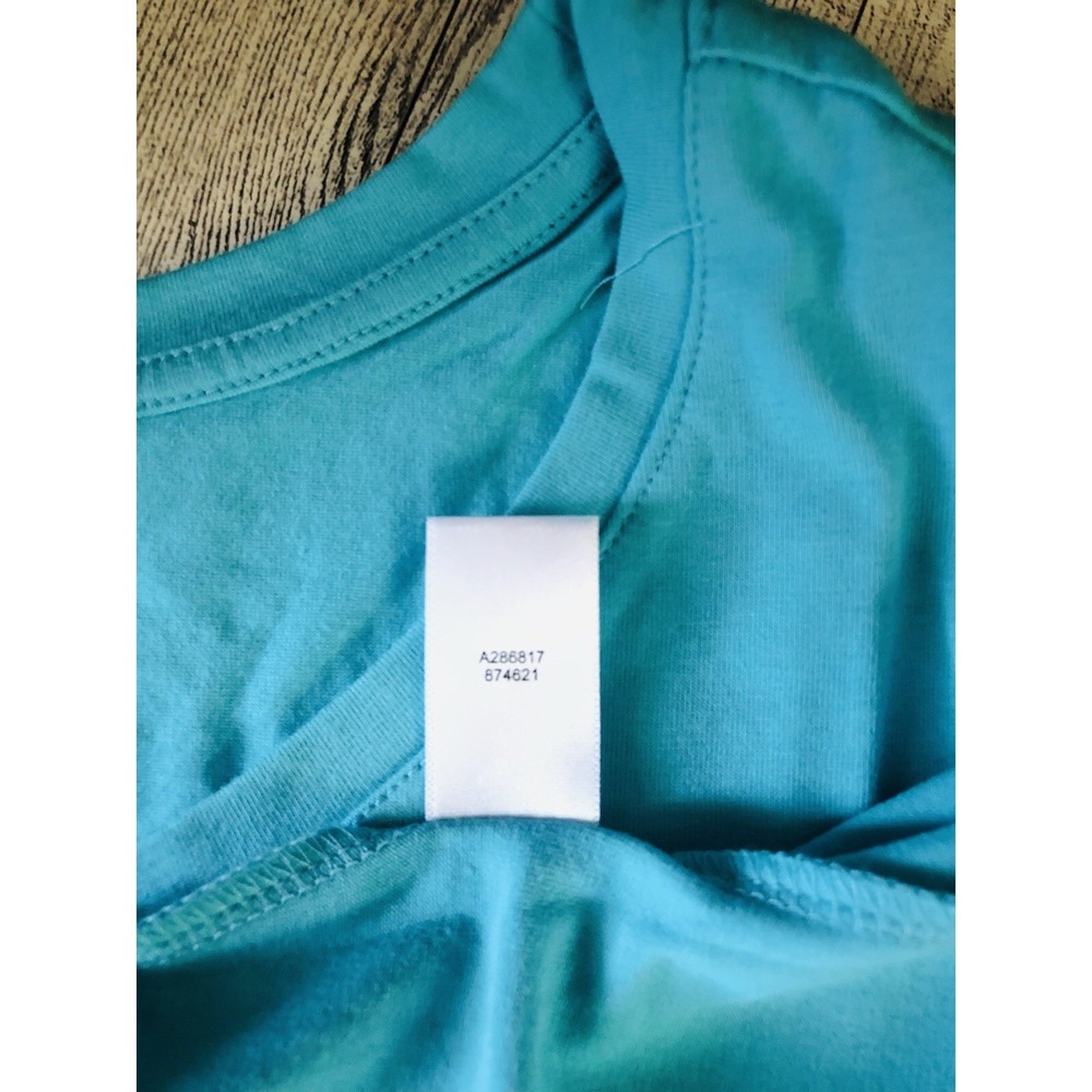 D & CO Round Neck Top w/t Lace Short Sleeves & Pockets Clear Aqua Blue Sz 1X NEW - Picture 7 of 7